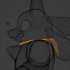 A screenshot of a transparent wireframe render of an anthropomorphic jackal.